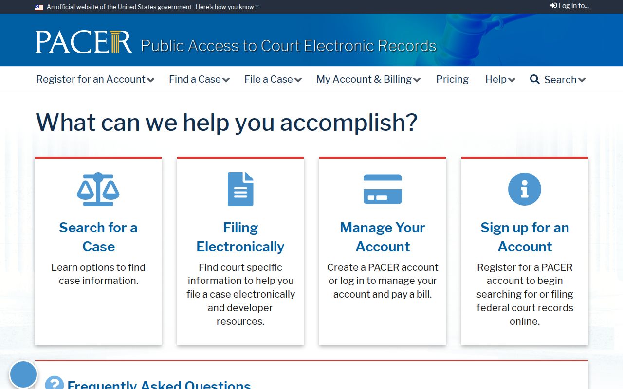 PACER federal court search separate from Caldwell County criminal court cases