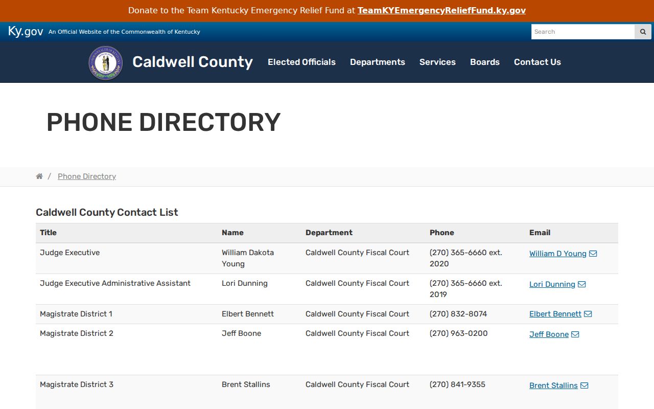 Caldwell County criminal records office directory